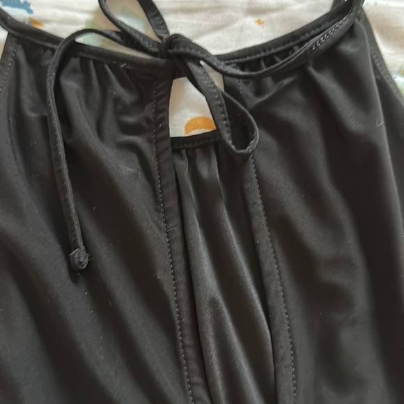 Express brand black silky spaghetti strap tie top with elastic bottom S SMALL LN - Picture 6 of 7
